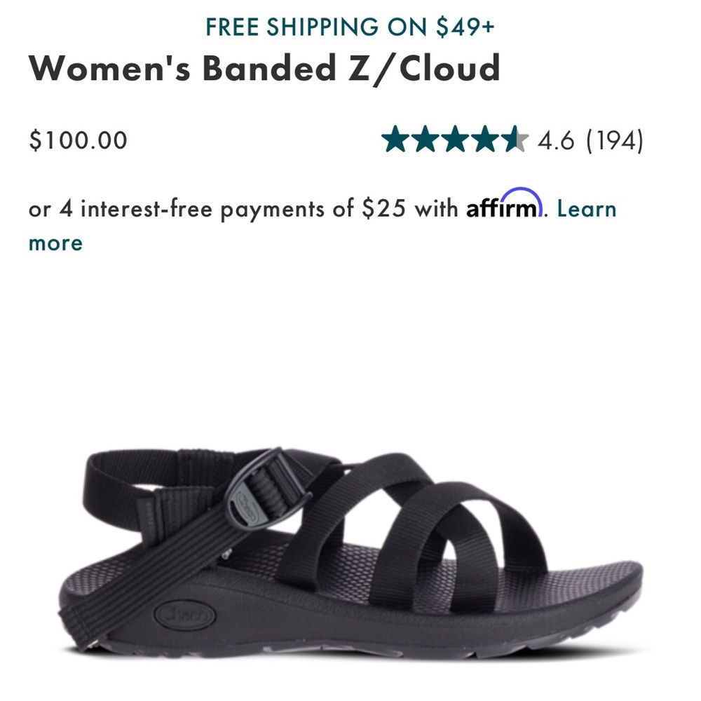 Black Chaco women’s banded z cloud sandals